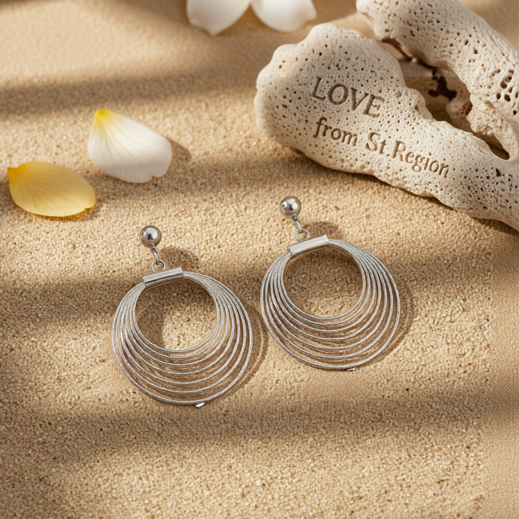 Silver-Plated Layer Wave Drop Earrings