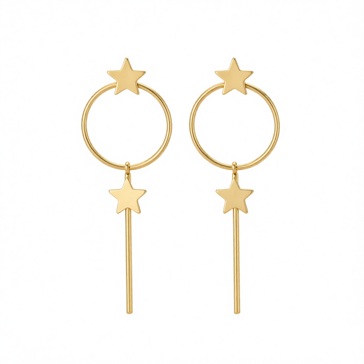18K Gold-Plated Star Magic Wand Drop Earrings