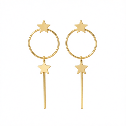 18K Gold-Plated Star Magic Wand Drop Earrings