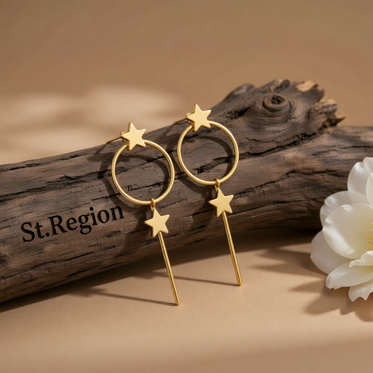 18K Gold-Plated Star Magic Wand Drop Earrings