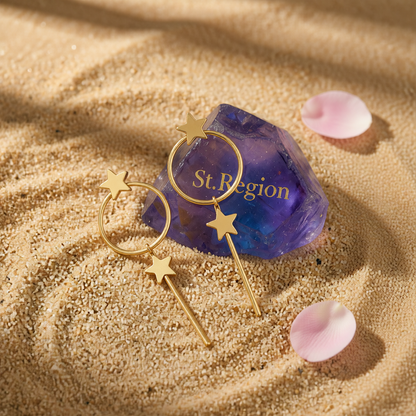 18K Gold-Plated Star Magic Wand Drop Earrings
