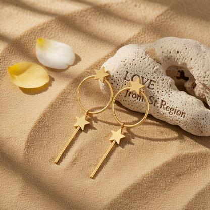18K Gold-Plated Star Magic Wand Drop Earrings