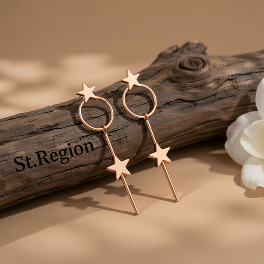 18K Rose Gold-Plated Star Magic Wand Drop Earrings