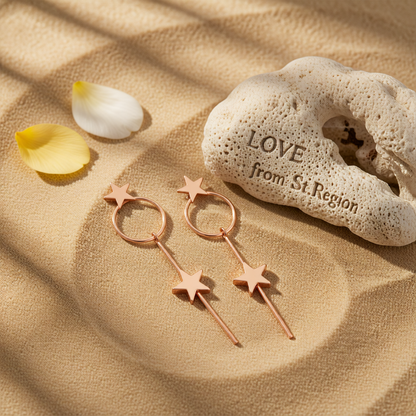 18K Rose Gold-Plated Star Magic Wand Drop Earrings