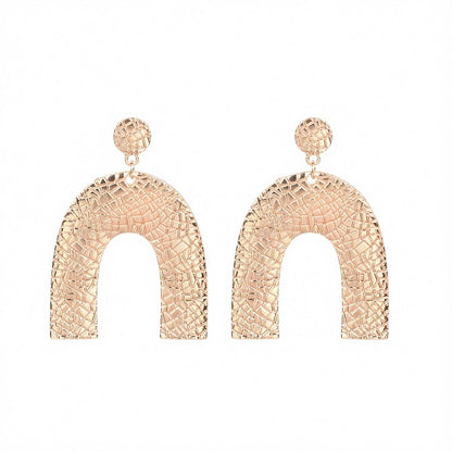 18K Gold-Plated Pebbled Arc Drop Earrings, gold drop earrings for women, elegant gift for her, side view
