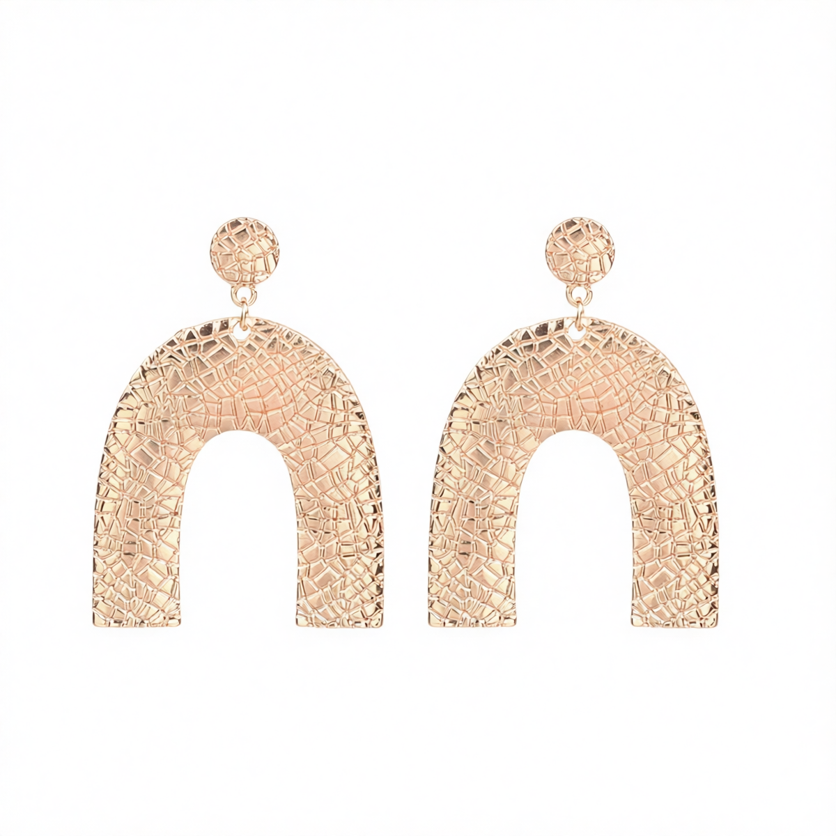18K Gold-Plated Pebbled Arc Drop Earrings