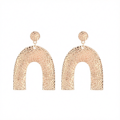 18K Gold-Plated Pebbled Arc Drop Earrings