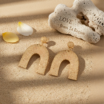 18K Gold-Plated Pebbled Arc Drop Earrings