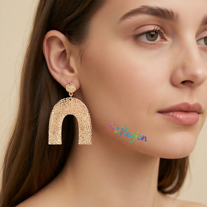 18K Rose Gold-Plated Pebbled Arc Drop Earrings