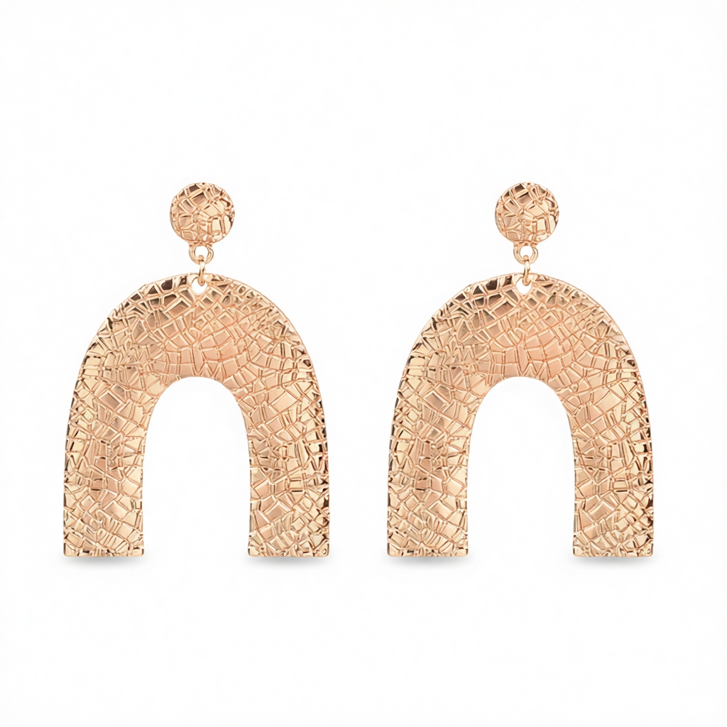 18K Rose Gold-Plated Pebbled Arc Drop Earrings