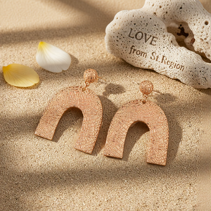 18K Rose Gold-Plated Pebbled Arc Drop Earrings