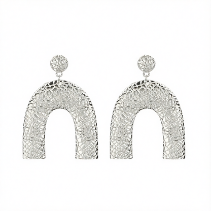 Silver-Plated Pebbled Arc Drop Earrings