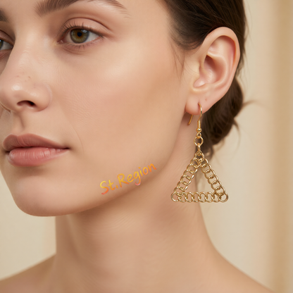 18K Gold-Plated Figaro Open Triangle Drop Earrings