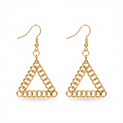 18K Gold-Plated Figaro Open Triangle Drop Earrings