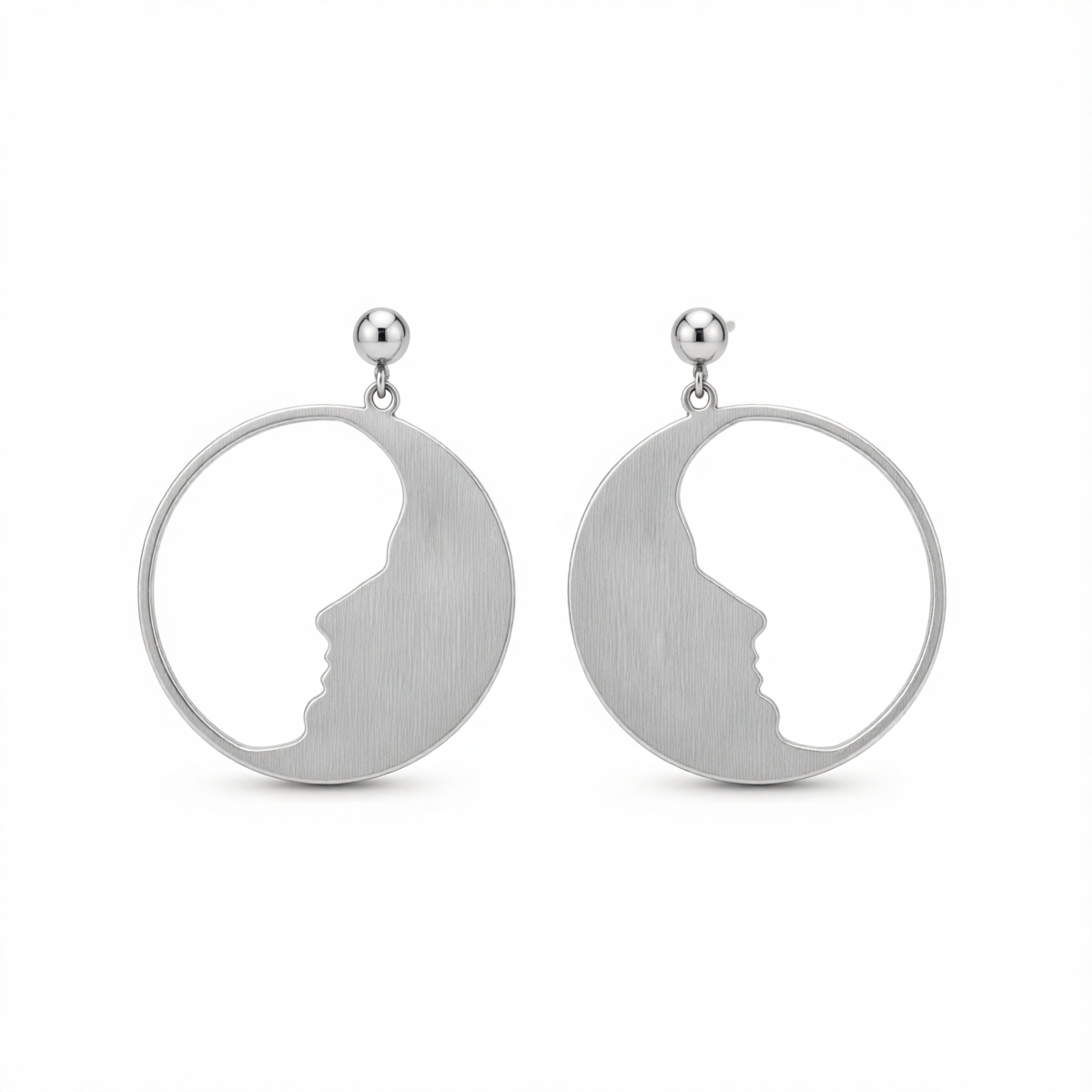 Silver-Plated Open Face Drop Earrings