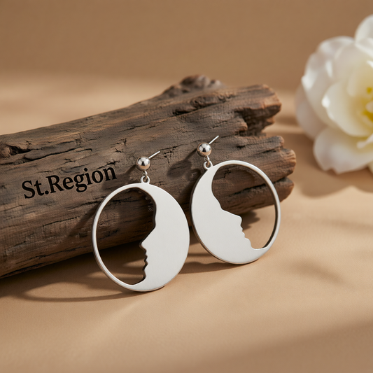 Silver-Plated Open Face Drop Earrings