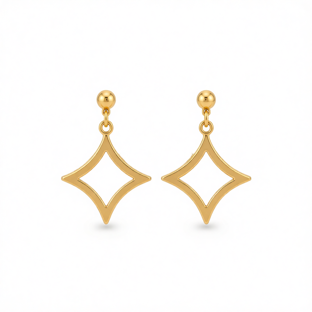 18K Gold-Plated Open Rhombus Drop Earrings