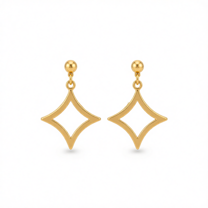 18K Gold-Plated Open Rhombus Drop Earrings