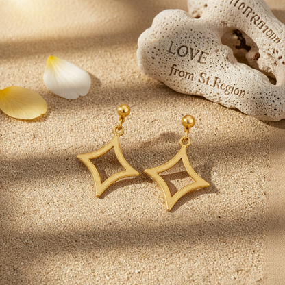 18K Gold-Plated Open Rhombus Drop Earrings