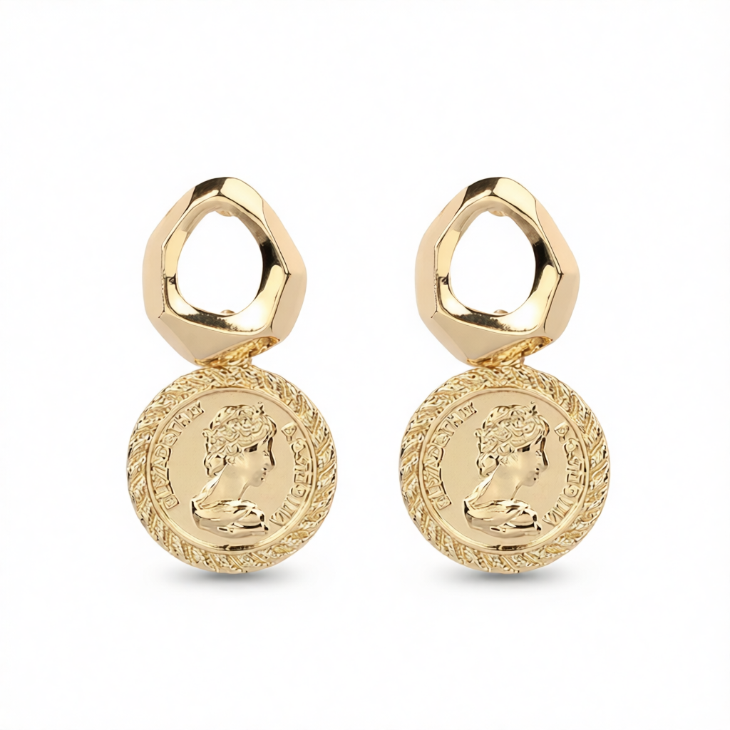 18K Gold-Plated Coin Repoussé Drop Earrings