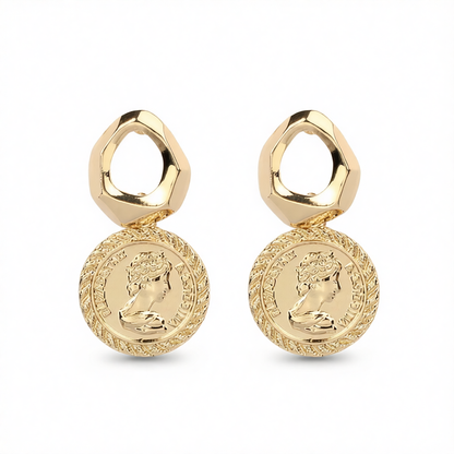 18K Gold-Plated Coin Repoussé Drop Earrings