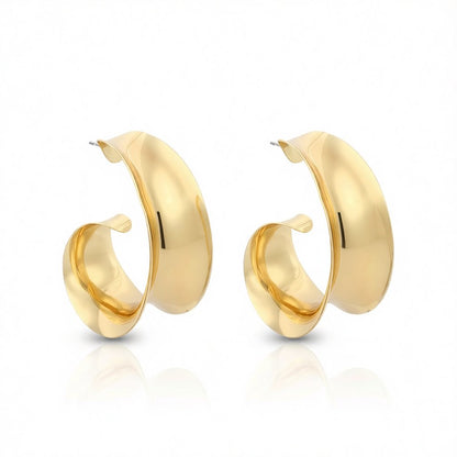 18K Gold-Plated Leaf Curl Huggie Earrings, gold huggie earrings, botanical inspired, side view