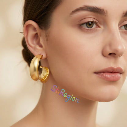 18K Gold-Plated Leaf Curl Huggie Earrings, gold huggie earrings, botanical inspired, styled look