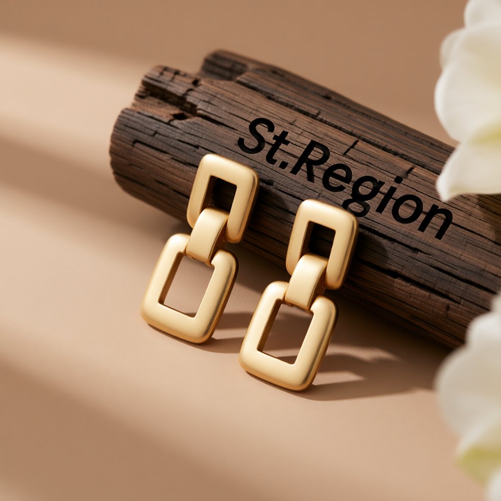 18K Gold-Plated Open Square Drop Earrings, gold drop earrings for women, everyday style, front view