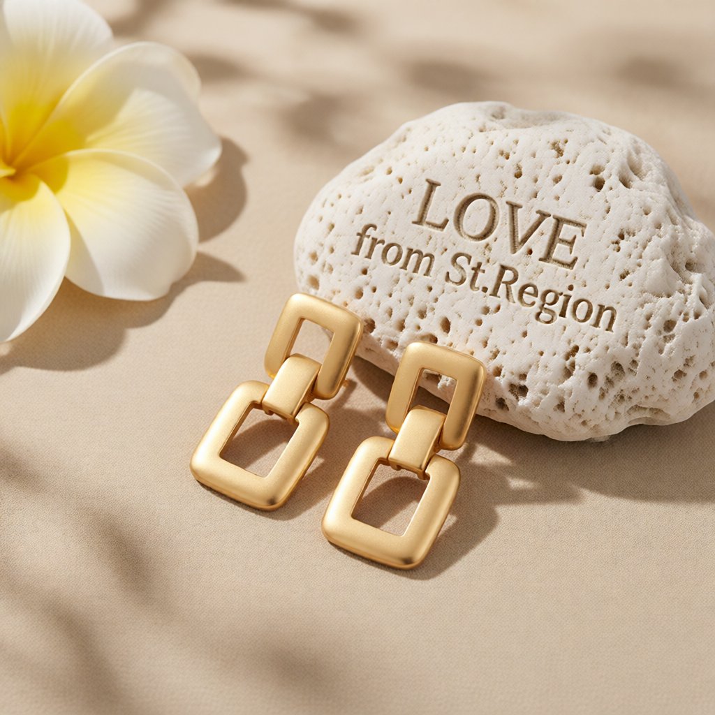 18K Gold-Plated Open Square Drop Earrings, gold drop earrings for women, everyday style, lifestyle look