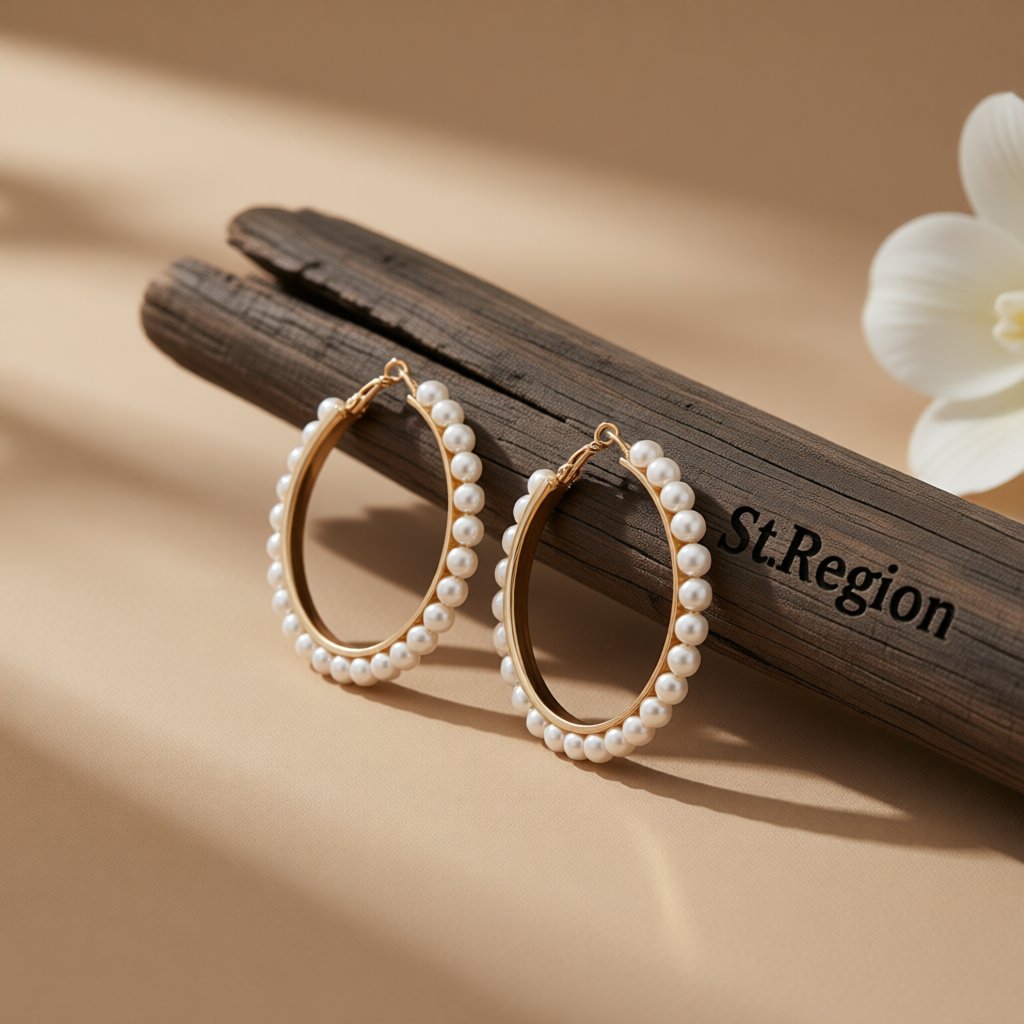 Pearl & 18K Gold-Plated Hoop Earrings