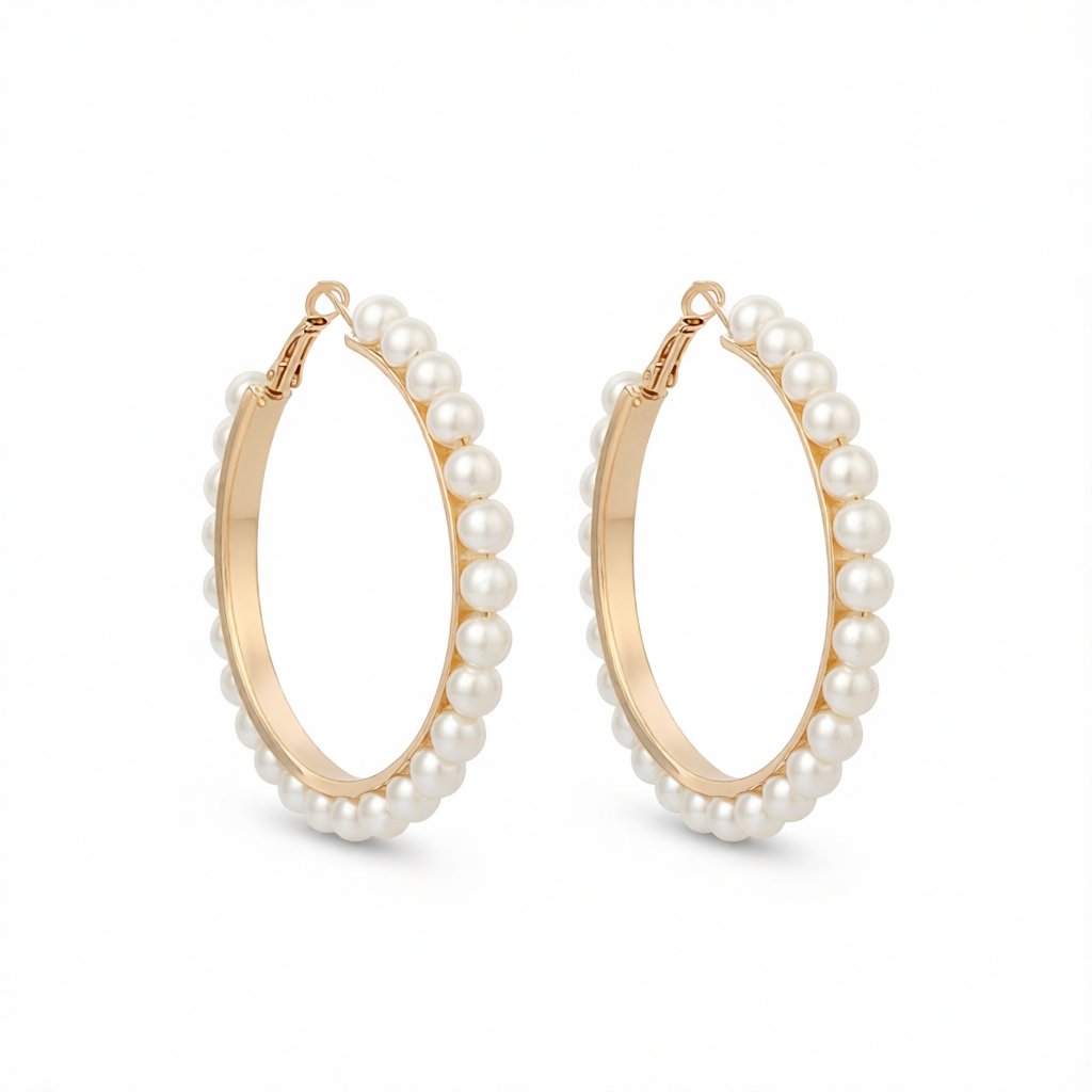 Pearl & 18K Gold-Plated Hoop Earrings