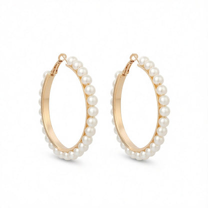 Pearl & 18K Gold-Plated Hoop Earrings