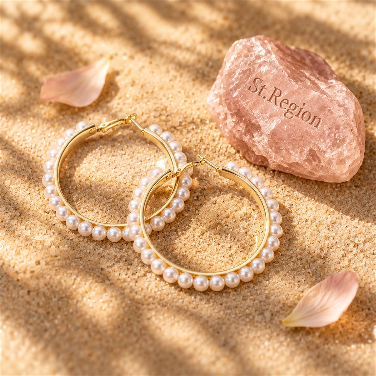 Pearl & 18K Gold-Plated Hoop Earrings