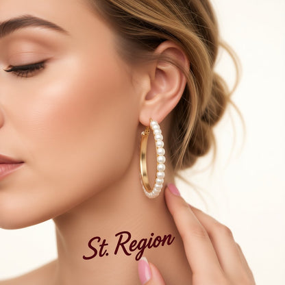 Pearl & 18K Gold-Plated Hoop Earrings