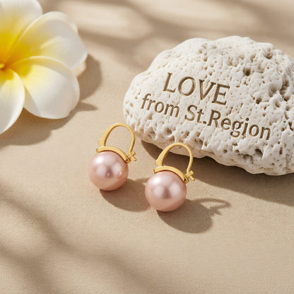 Champagne Pearl and 18K Gold-Plated Huggie Earrings, gold huggie earrings, vintage-inspired design, lifestyle look