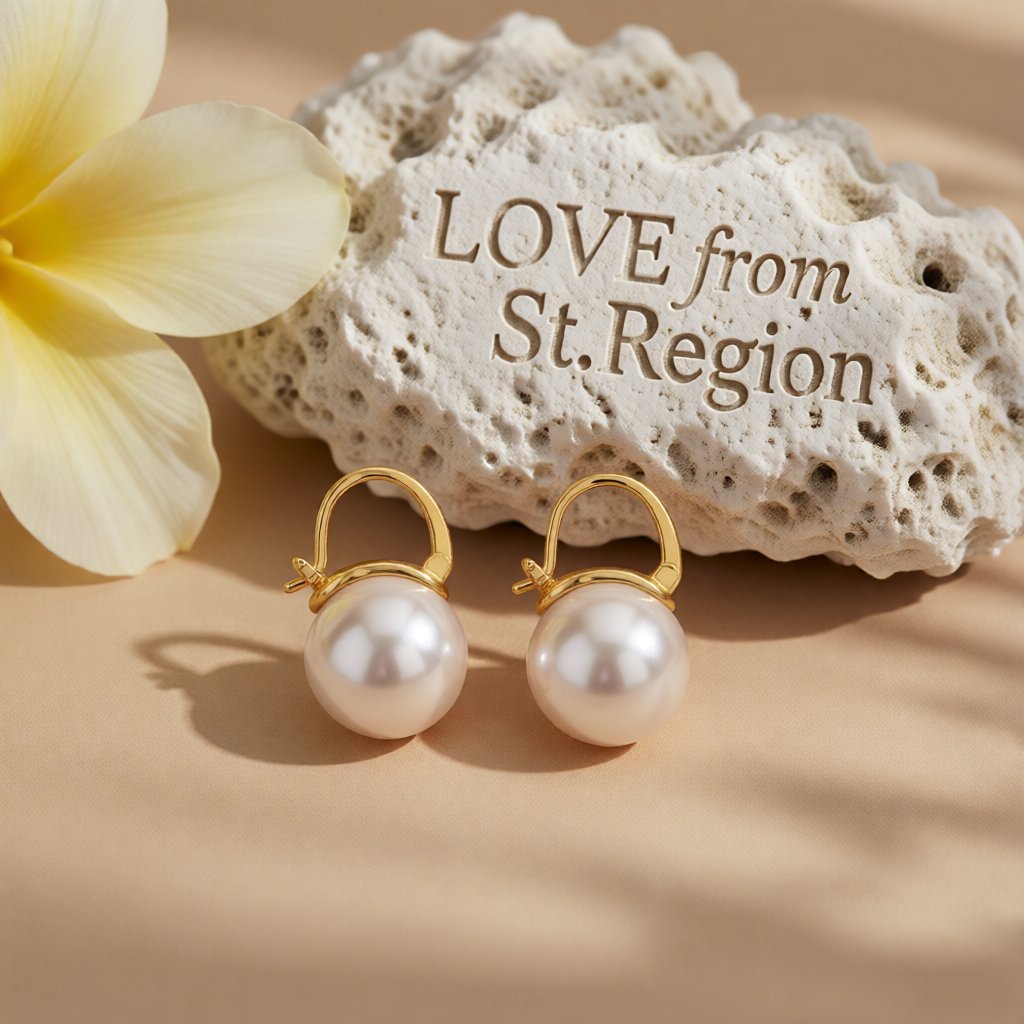 Pearl and 18K Gold-Plated Huggie Earrings, gold huggie earrings, elegant gift for her, lifestyle look