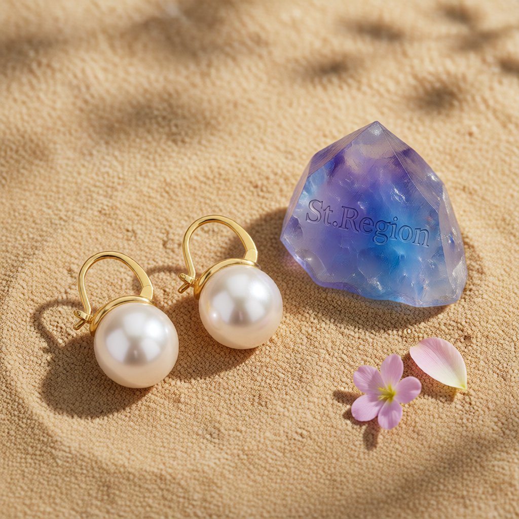 Pearl and 18K Gold-Plated Huggie Earrings, gold huggie earrings, elegant gift for her, detail close-up