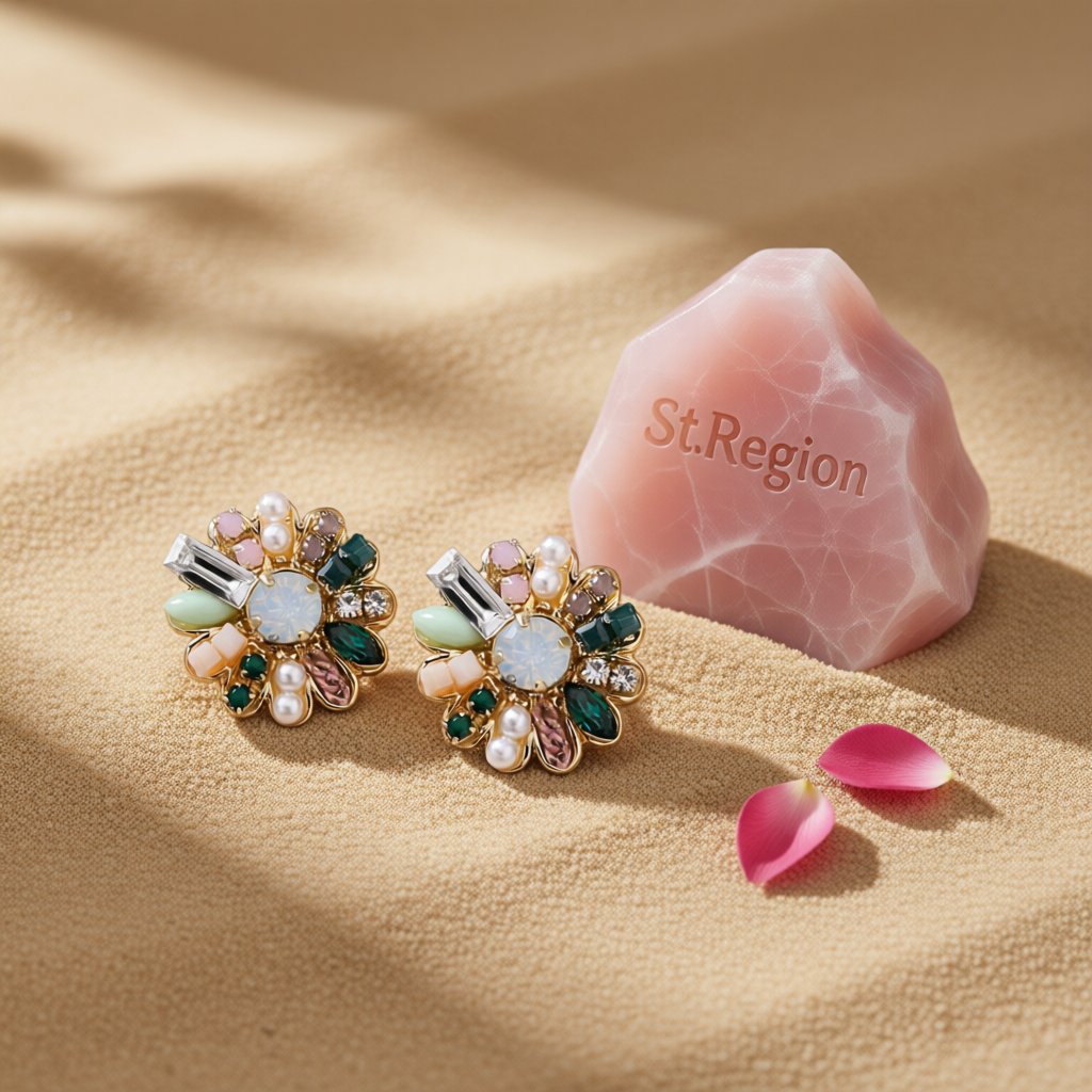 Cubic Zirconia and Pearl 18k Gold-Plated Botany Stud Earrings, gold stud earrings for women, detail close-up