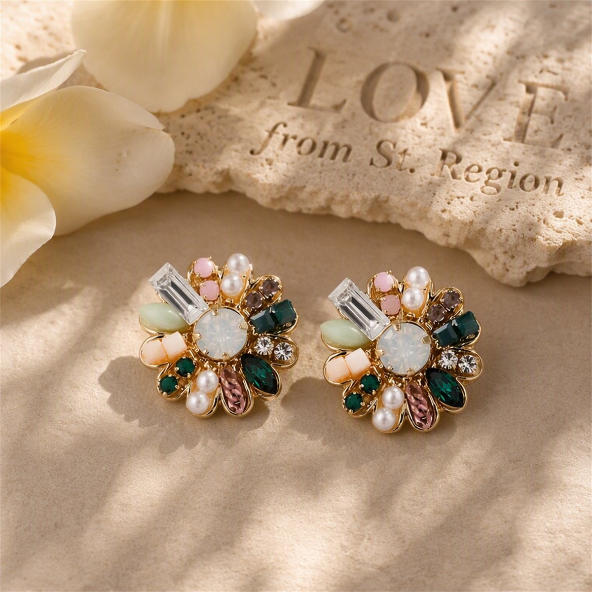 Cubic Zirconia and Pearl 18k Gold-Plated Botany Stud Earrings, gold stud earrings for women, lifestyle look