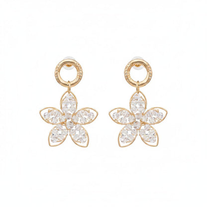 18K Gold-Plated Beaded Floral Drop Earrings, gold drop earrings for women, botanical inspired, side view
