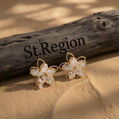 18K Gold-Plated Beaded Floral Stud Earrings