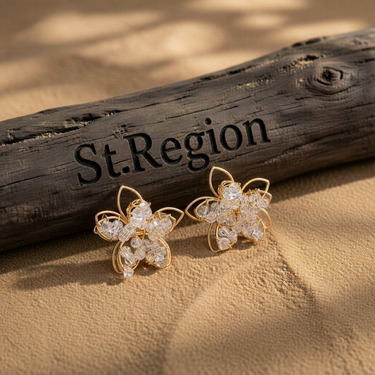18K Gold-Plated Beaded Floral Stud Earrings
