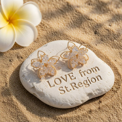 18K Gold-Plated Beaded Floral Stud Earrings