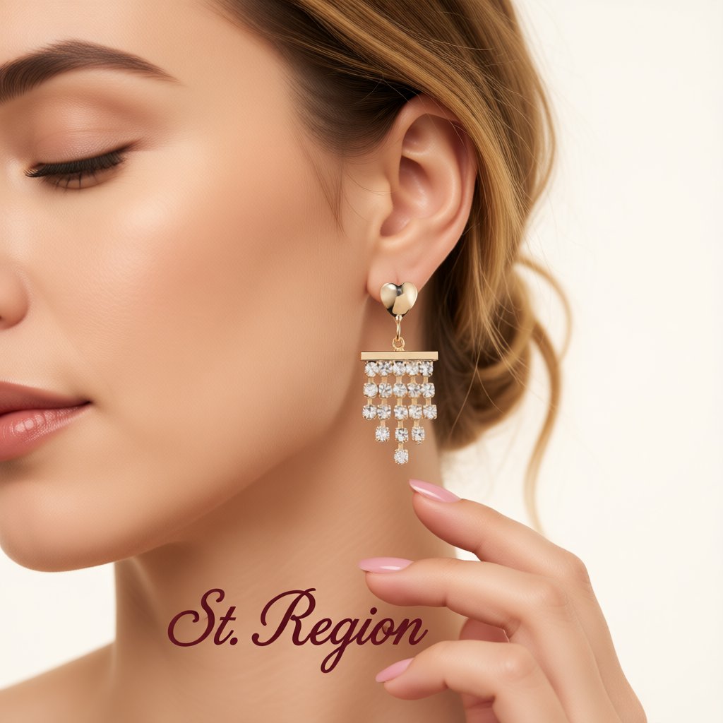 Cubic Zirconia and 18K Gold-Plated Heart Tassel Drop Earrings, gold drop earrings for women, styled look