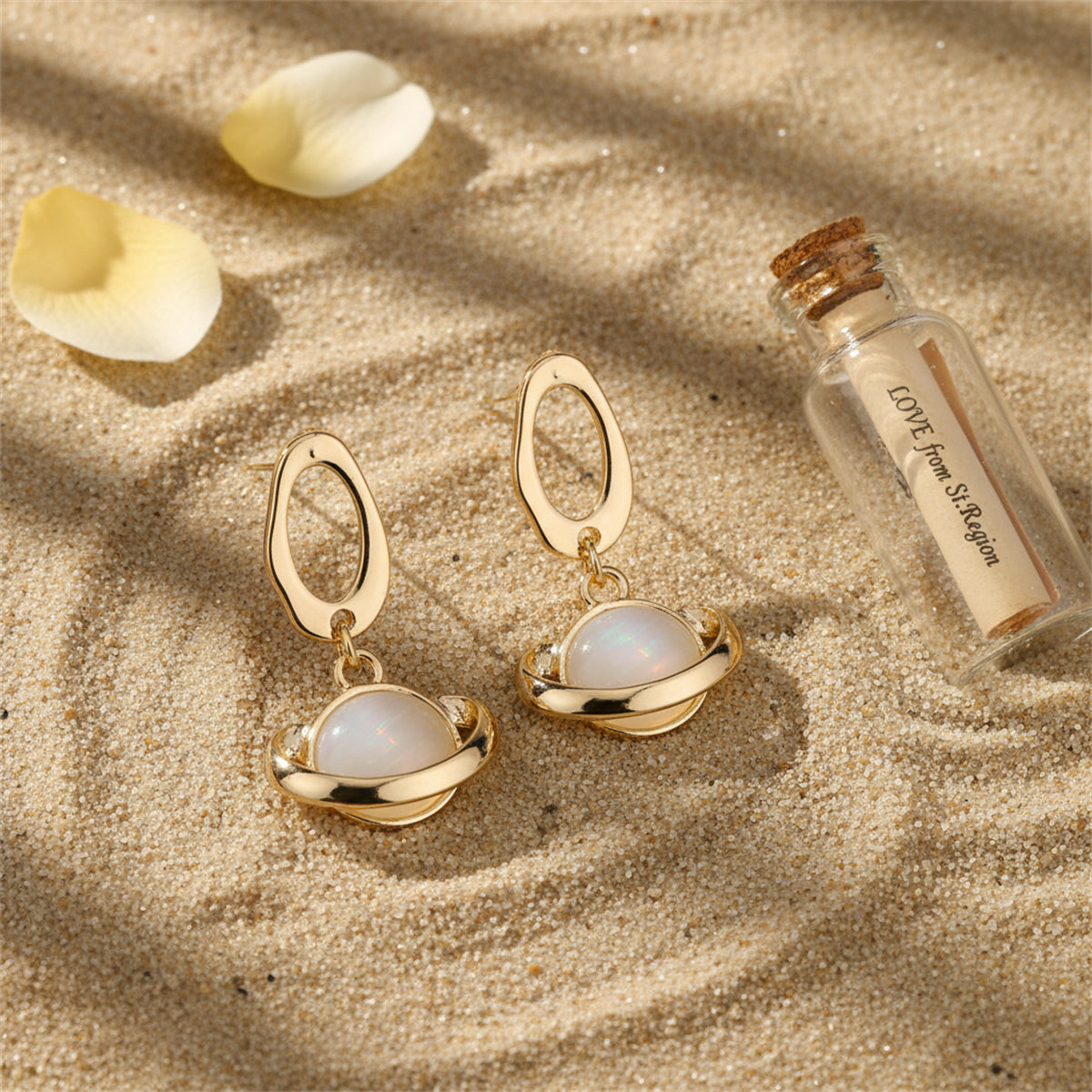 18K Gold-Plated & Cateye Planet Drop Earrings - Street Region