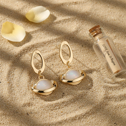18K Gold-Plated & Cateye Planet Drop Earrings - Street Region