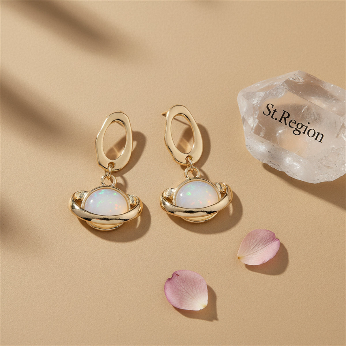 18K Gold-Plated & Cateye Planet Drop Earrings - Street Region