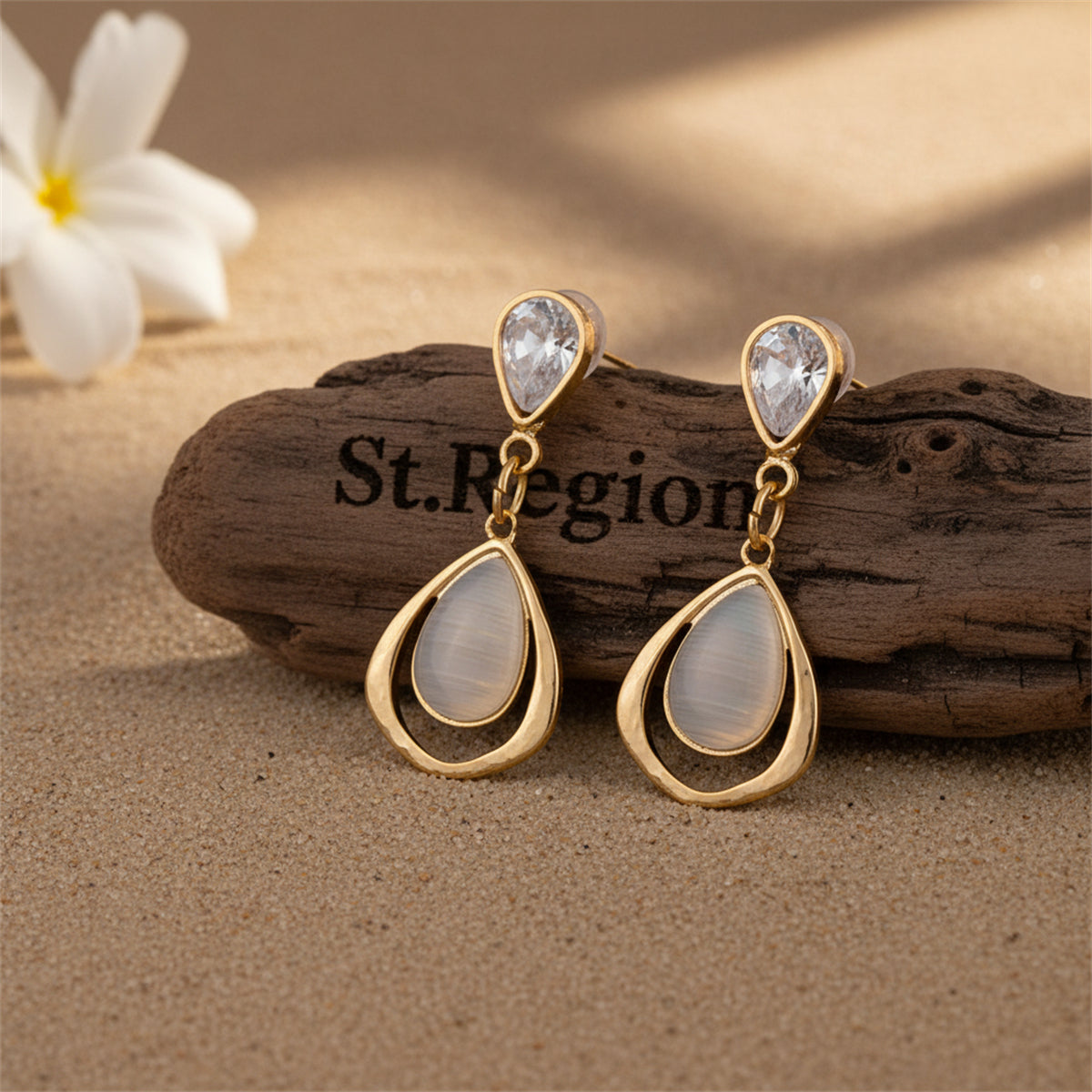 18K Gold-Plated & Clear Crystal Planet Drop Earrings - Street Region