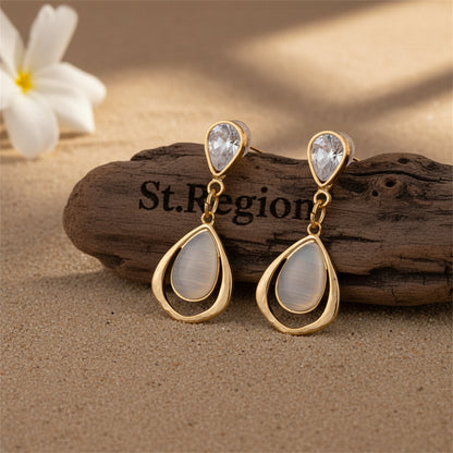 18K Gold-Plated & Clear Crystal Planet Drop Earrings - Street Region