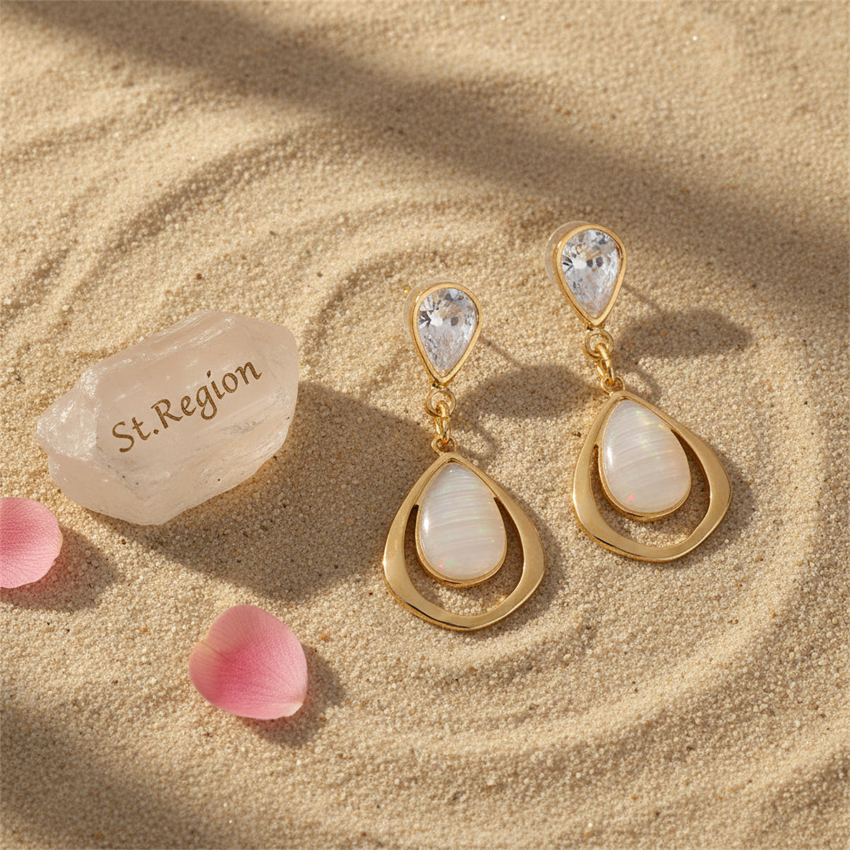 18K Gold-Plated & Clear Crystal Planet Drop Earrings - Street Region